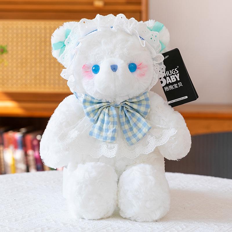 Sweet Lolita Bear Plush Doll - Cute White Bear with Bow and Lace