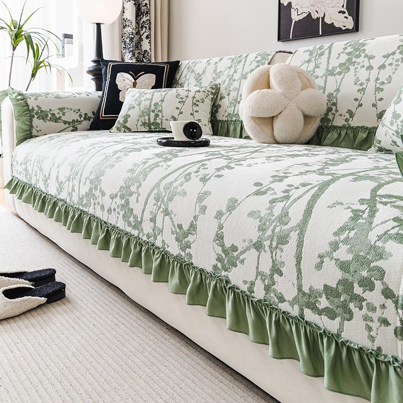 Chinese Retro Ink Painting Tree Branch Sofa Cushion New Living Room Light Luxury Non-Slip Sofa Seat Cushion Home Sofa Cover