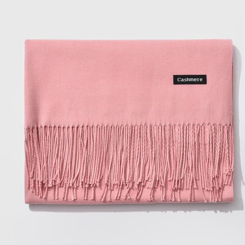 2024 Autumn/Winter Women's Solid Color Faux Cashmere Shawl & Snood Scarf Set
