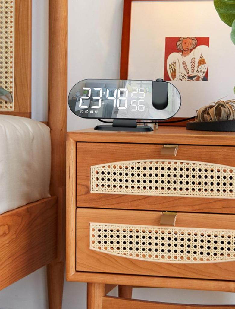 2022 LED Projection Alarm Clock with Temperature, Humidity Display, and Automatic Light Sensor