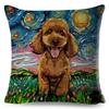 Both Sided Starry Sky Dog Cushion  Decor Oil Painting Cartoon Pet Animal Pillow Case for Sofa Home  Linen Pillowcase,(8)