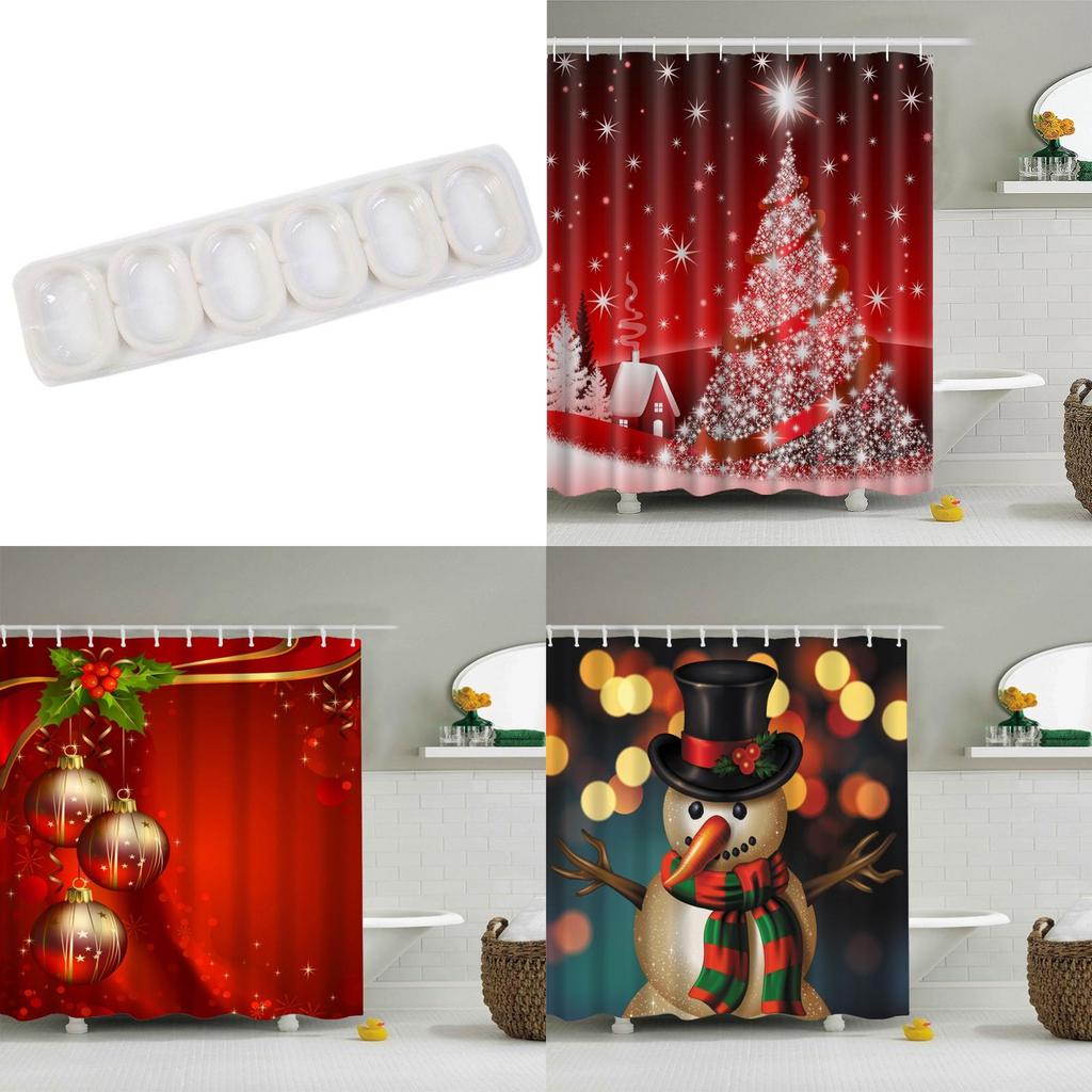 Stunning Christmas Home Shower Curtain In Waterproof Polyester With 12 Hooks For Festive Decor