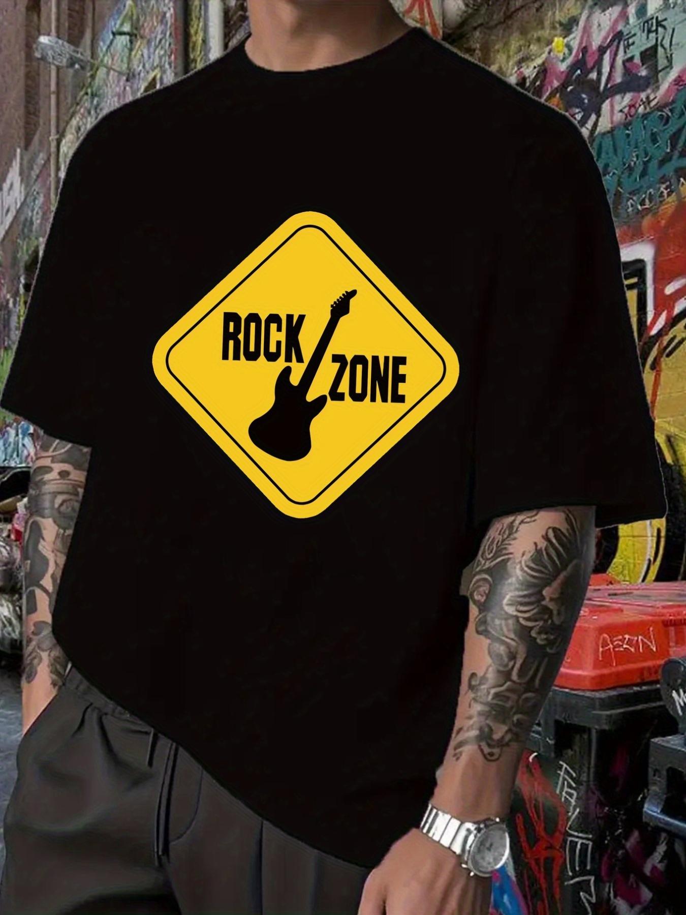 

ROCK ZONE Graphic T-shirt - Rock Band Tee with Electric Guitar Design S