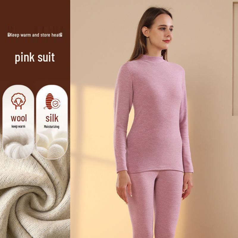 Męski Termiczny Garnitur z Kaszmiru, Jedwabiu i Aksamitu z Półgolfem na Zimę