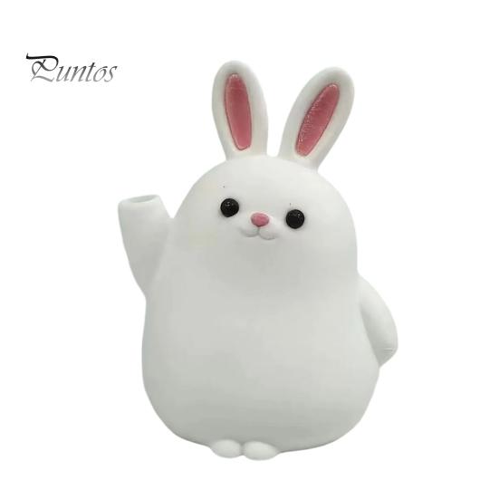 Home Office Decor Vase 3D Printed Rabbit Ornament, White Bunny Flower Holder Hydroponic Plants Container, Animal Shape Desktop Decoration for Matte