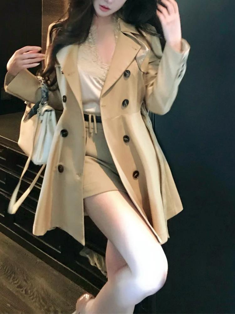 

Осеннее сексуальное французское шикарное ретро-однотонное пальто для женщин, корейское новое винтажное пальто Y2k, женское длинное теплое пальто с длинным рукавом, новинка 2024 года L бежевый