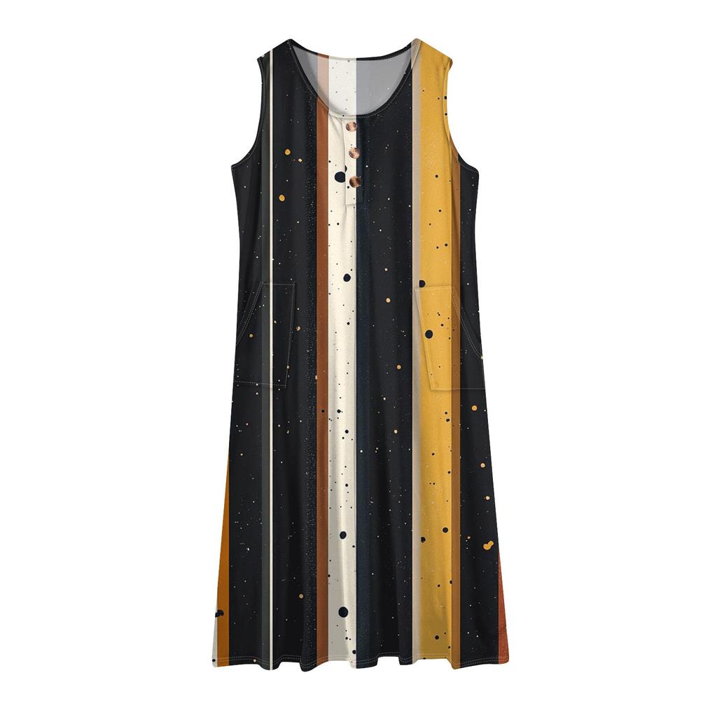 Women's Summer Maxi Dress Sleeveless Button Down Casual Loose Long Beach Sundress Travel Vacation Outfits