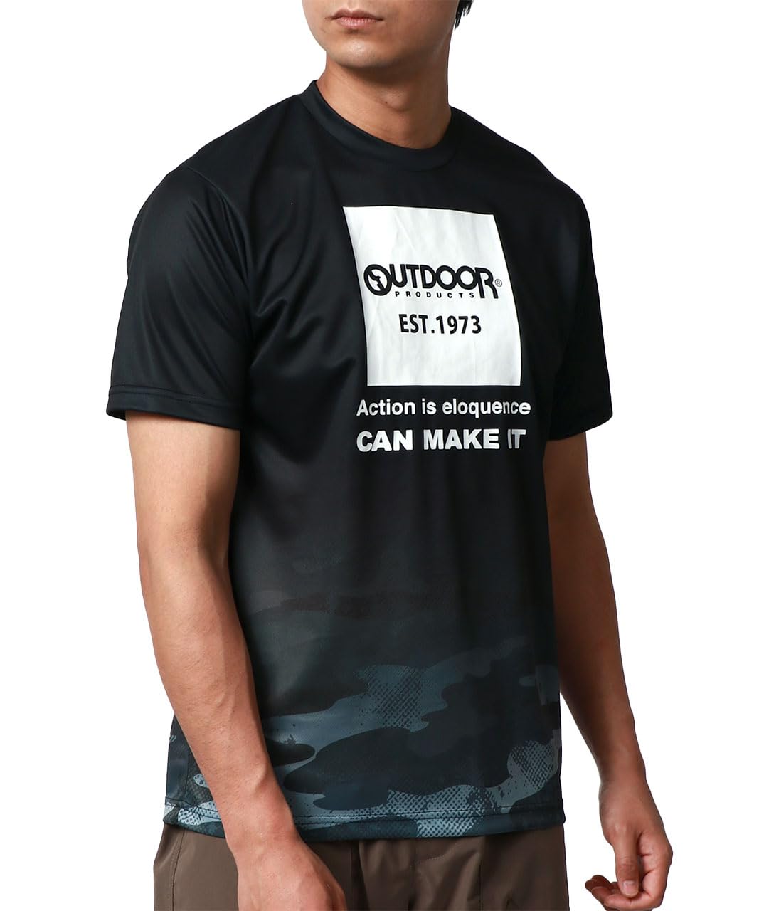 

Outdoor Products Men s Short Sleeve Dry Mesh Camouflage Gradient T-Shirt, Black, Size M