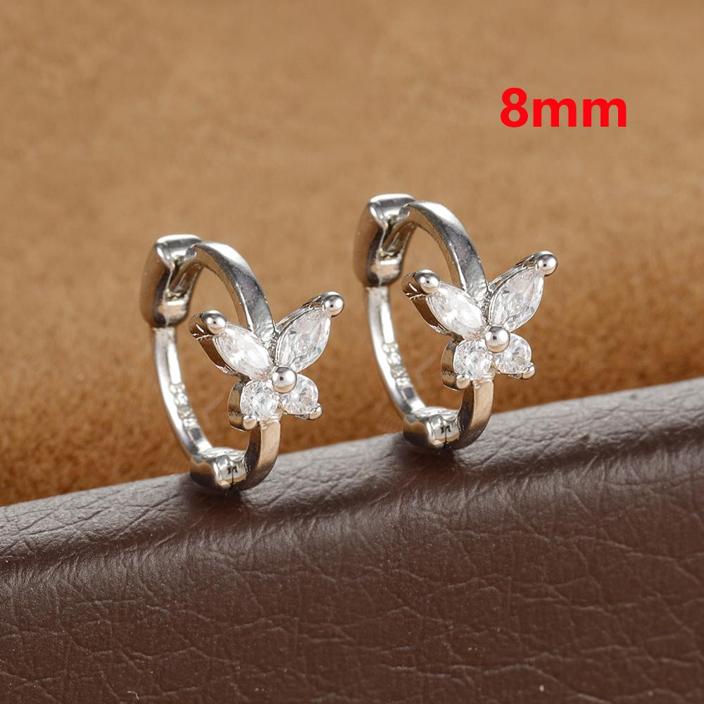 Stainless Steel Zircon Butterfly Minimal Hoop Earrings Small Gold Plated Huggie Earring Ear Buckle Cartilage Piercing Jewelry
