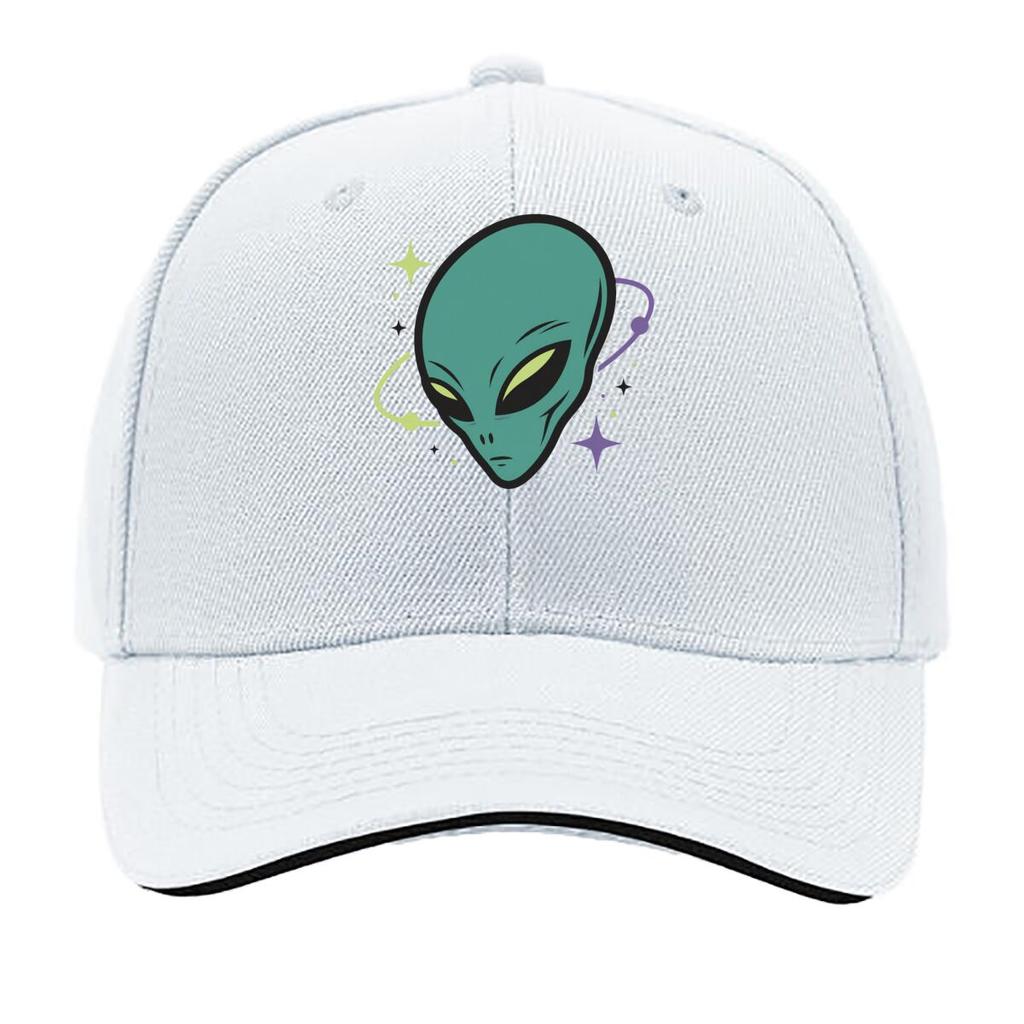Retro Cosmic Visitor Face Emblem Sandwich Baseball Cap Sun Cap Outdoor Workouts Hat