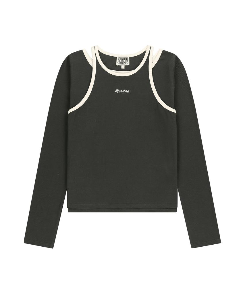 Malittepeulangsowajeobeo W Sleeveless Layered Long Sleeve Tee Charcoal