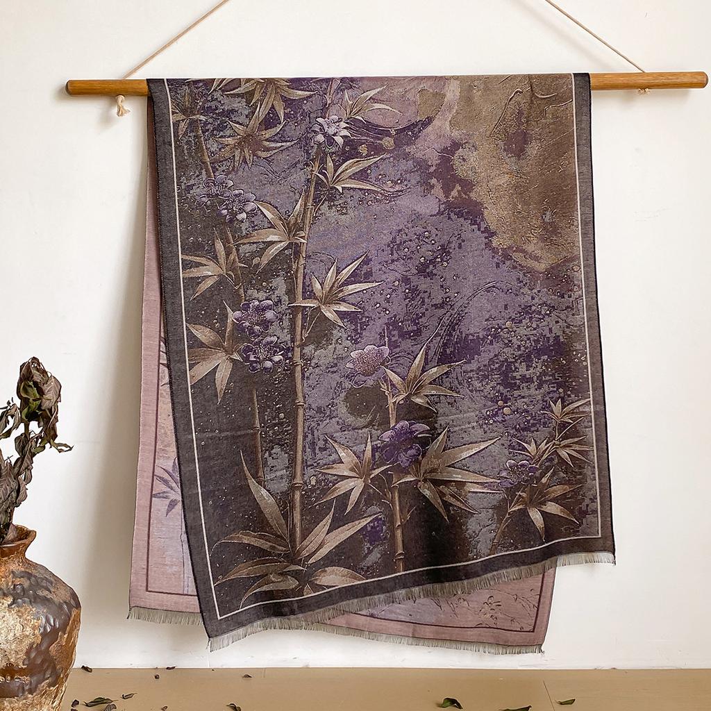 New Elegance Chinese Style Women Scarf Soft Warm Pashmina Bamboo Print Shawl Winter Female Coldproof Windproof Blanket Scarf