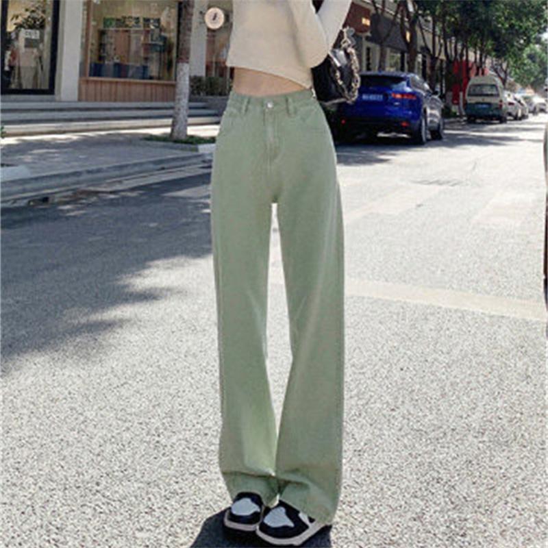 Spring 2022 Womens Fashion High Waist  Women's Wide Leg Jeans Baggy Woman Denim Straight Long Pants Jean Mom Jeans Trousers