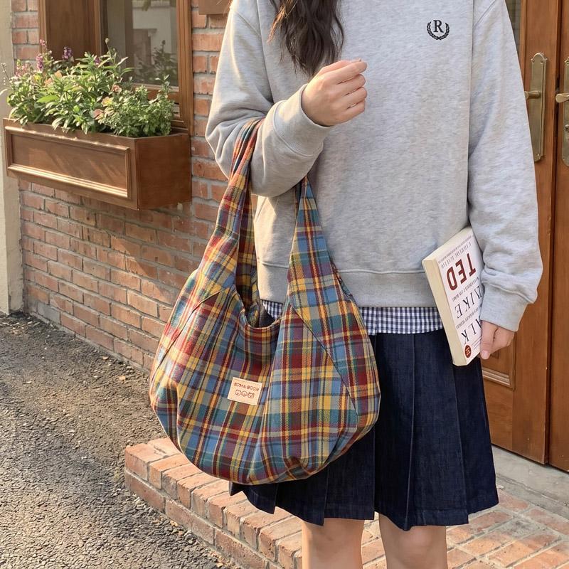 Womens Plaid Hobo Bag Casual Shoulder Handbag Large Tote Purse for Travel