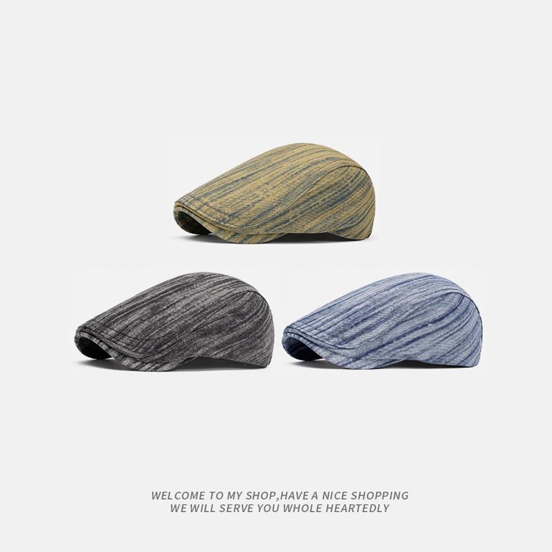 Denim Forward Cap Men Retro Beret Print Painter Cap