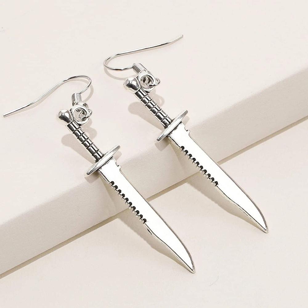 Stylish Oversized European American Sword Earrings Statement Jewelry 2021