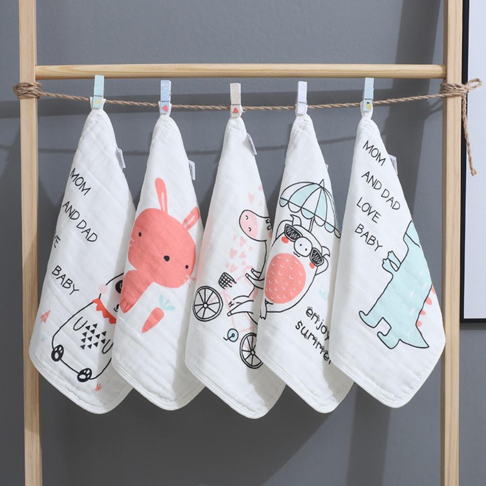 5PCS Face Wipes Baby Gauze Towels Super Soft Cartoon Infan Washcloth  Newborn Children