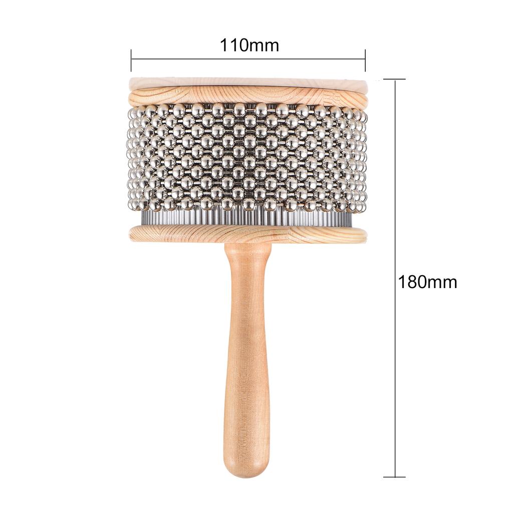 Instrument muzical de percuție Cabasa din lemn Lanț cu mărgele metalice și scuturator de mână cilindru pentru