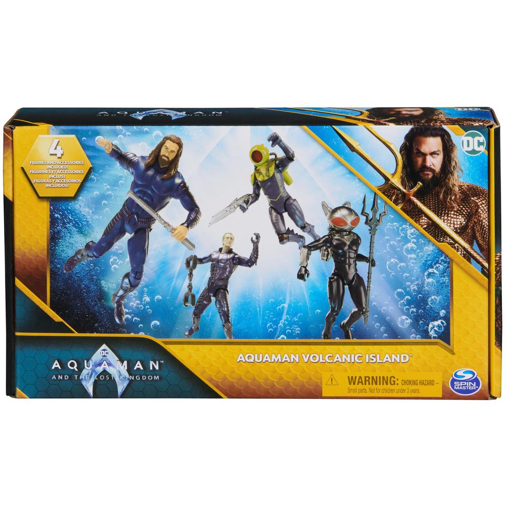 DC Comics Aquaman Volcano Island Pack (Amazon Exclusive) - 4 Collectible Action Figures with Accessories, Superhero Kids Toy for Ages 3+