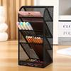 Four-layer Black Mesh Office Desk Storage Box - Multi-functional Pen Holder for School, Home Office and Art Supplies