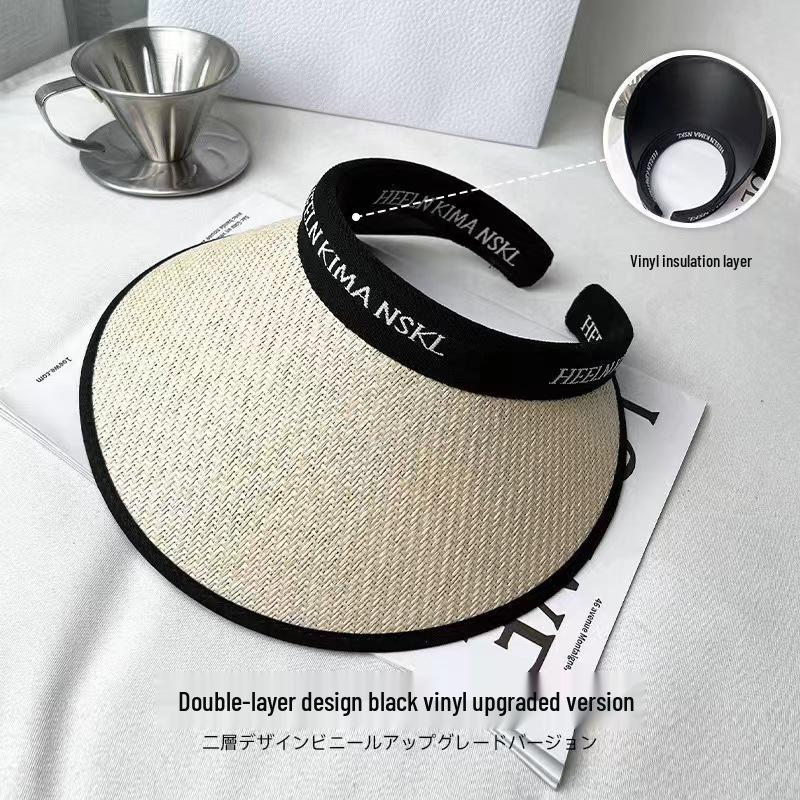 Women's 2026 Summer Sunshade Hat: Large Brim, UV Protection, Face Covering, Open-Top Straw Design