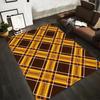 Retro Plaid Pattern Carpet In Brown and Yellow, Modern Living Room Rug Suitable for Use As an Anti-slip for Living Room Bedroom Sofas