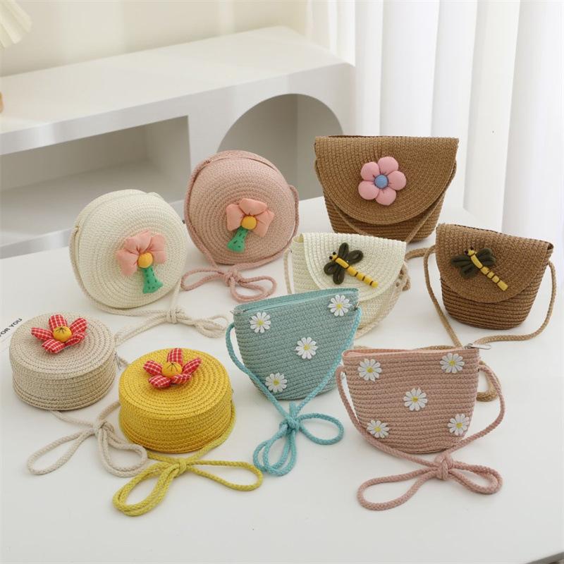 Summer children's bag women's pastoral straw bag woven bag new cute fashion girl crossbody straw bag