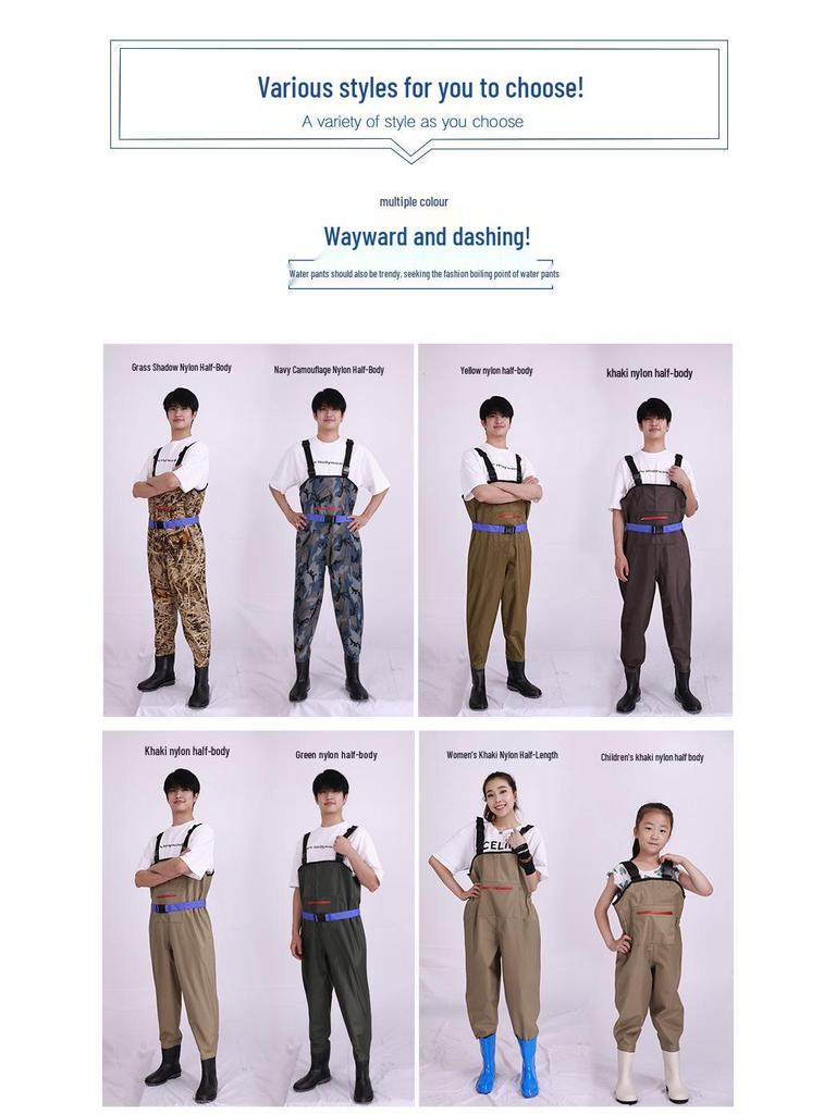 Tide-Chaser Children's Waterproof Wading Suit: One-Piece Clamming Overalls with Rain Boots for Beach and Kindergarten Adventures