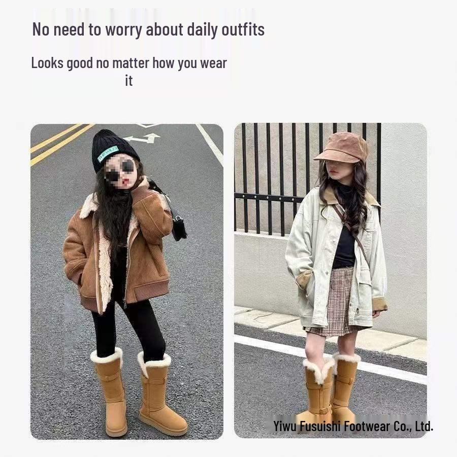 Botas de Nieve Altas Grises para Mujer 2025 para Todas las Estaciones con Suela Gruesa y Forro de Terciopelo - Estilo Algodón de Media Pantorrilla