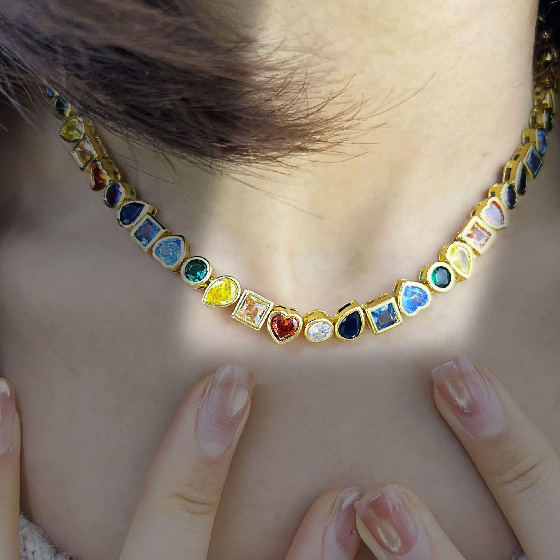 

Высококачественное цветное ожерелье из циркония - элегантный легкий роскошный стильный подарок на День святого Валентина для женщин TN01411 High-grade