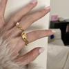 Chic Modern Geometric Design Open Adjustable Finger Ring For Women Elegant Copper Accessory