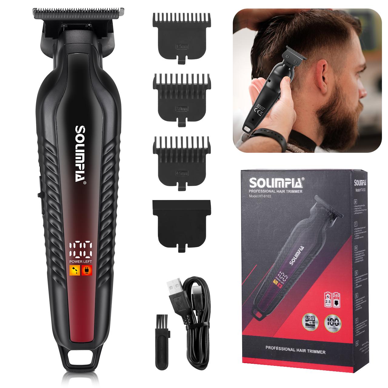 Solimpia Gradient Hair Clipper Professional Hair Salon LCD Digital Display Edge Trimming Rechargeable Taper Men s Home Haircut