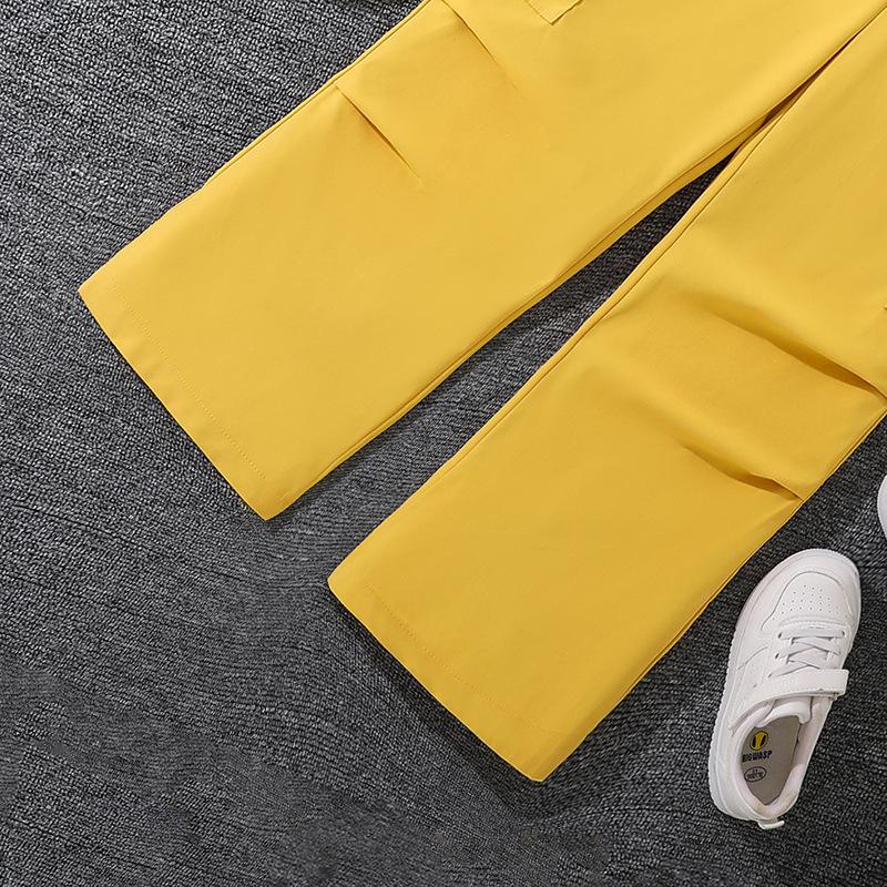 Cross-border Girls Shirt Children's Wear Summer Short Slim-fit Letter Short-sleeved Y2KT Shirt Casual Wide-leg Pants Two-piece Suit