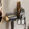 Support Sèche-Cheveux de Salle de Bain Non Perforé Étagère Multifonctionnelle