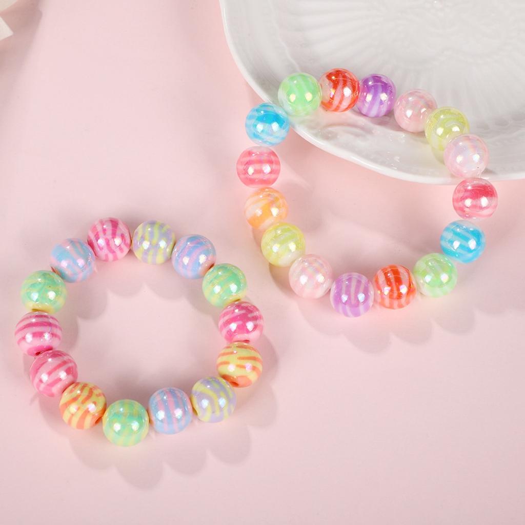 TX03 10pcs 14mm Candy Color Cute Mixed ABS Acrylic Beads Zebra-stripe Spacer Beads for Jewelry Making Diy Bracelet Material