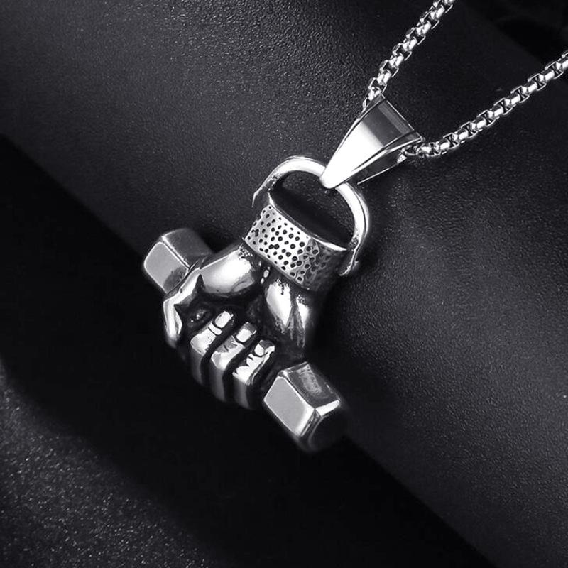 Personality Fashion Stainless Steel Fist Pendant Necklace Sports Titanium Steel Fist Pendant Necklace