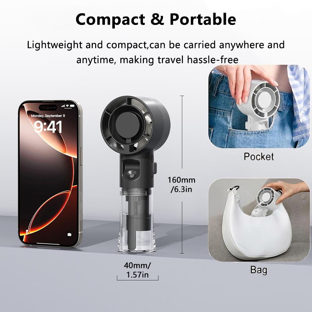 Portable Mini Mist Handheld Fan USB Rechargeable Fan with Spray 4 Speeds Wind Cool Misting Fan Outdoor Travel Humidifier Fan