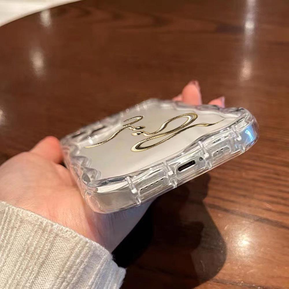 N71 Schwarzgold Schlange Weiche Wellenförmige Handyhüllen für Samsung A54 A34 A13 A14 S23 S24 Ultra Xiaomi Redmi Note 13 Realme Infinix Schutz-Bumper-Hülle