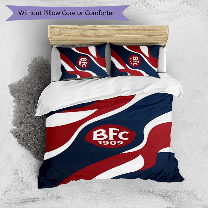 Bologna FC Printed 3PCS Bedding Set Breathable Duvet Cover with Pillowcases Decorative Bed Linen for Bedroom Home