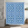Modern Bathroom Shower Curtain Made Of Polyester Fabric With Blue Geometric Patterns For Waterproof Protection In The Bathtub Ar