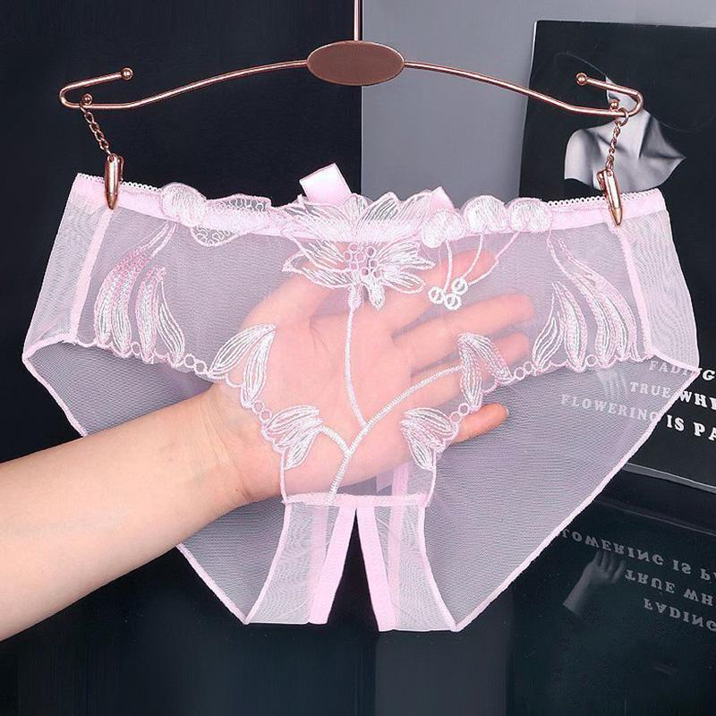 Women Sexy Panties Exotic Open Crotch Panty Thong Lingerie Female Briefs Lace Transparent Crotchless G String Underwear Intimate