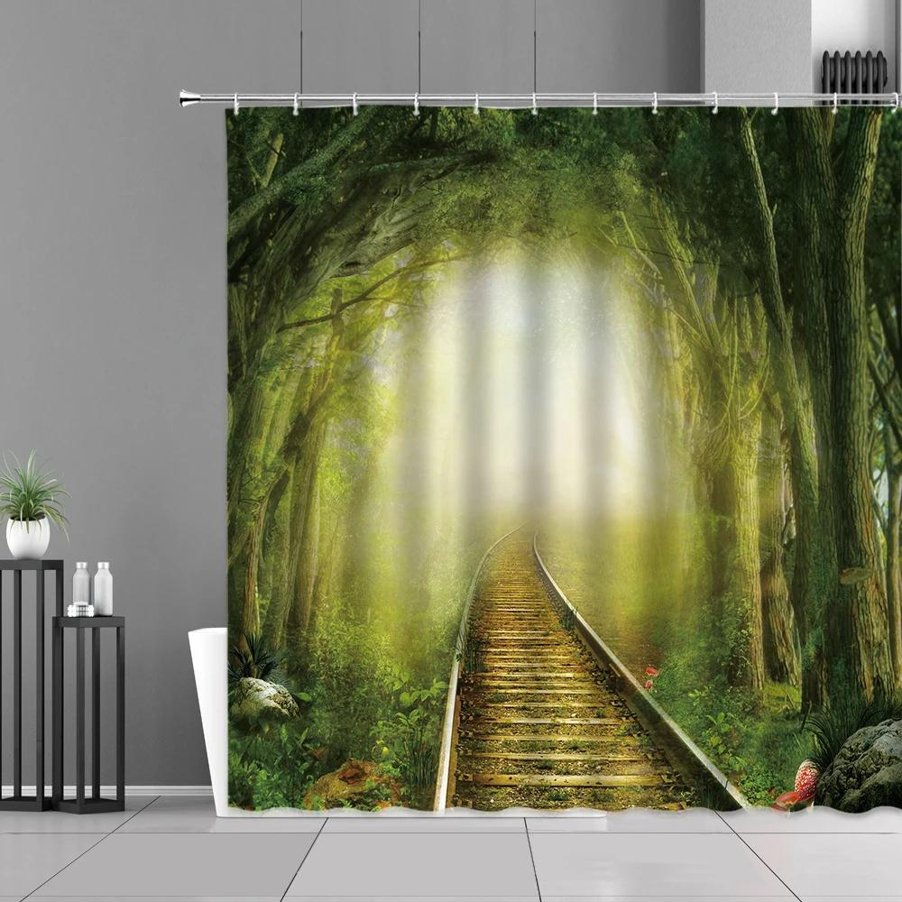 

Поезд Железнодорожный Печать Душевая Занавеска Водонепроницаемый Экран Для Ванной Украшения Душевая Занавеска Домашнее Украшение Фоновые Шторы W90xH180cm