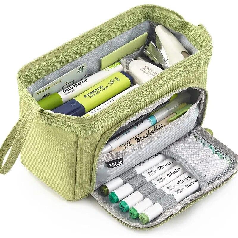 

Kawaii Green Пенал великої ємності Сумка Сумка для ручок Макіяж Сумка для студентів Канцтовари Органайзер Шкільне приладдя зелений