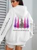 Women's Festive Leopard Print Tree Hoodie with Pockets