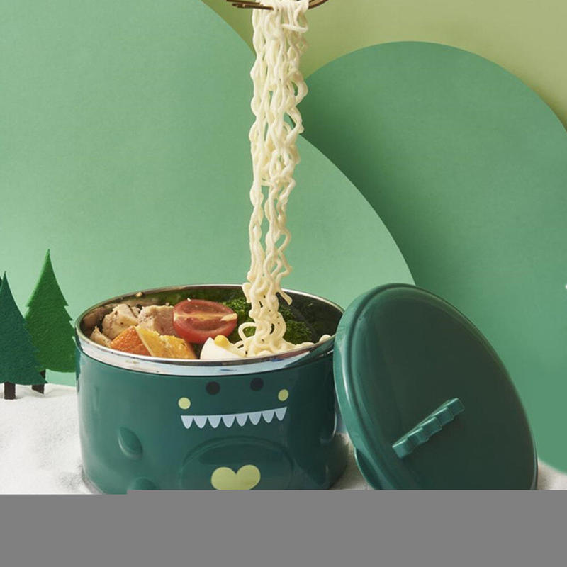 2 Pcs. Flash Noodle Bowl with Large Capacity Lid Dinosaur Shaped Pattern for Cereal Grain for Dormitory