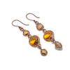 Citrine Earrings, Copper Electroformed Gemstone Jewelry, Handmade Earrings, For Thanksgiving