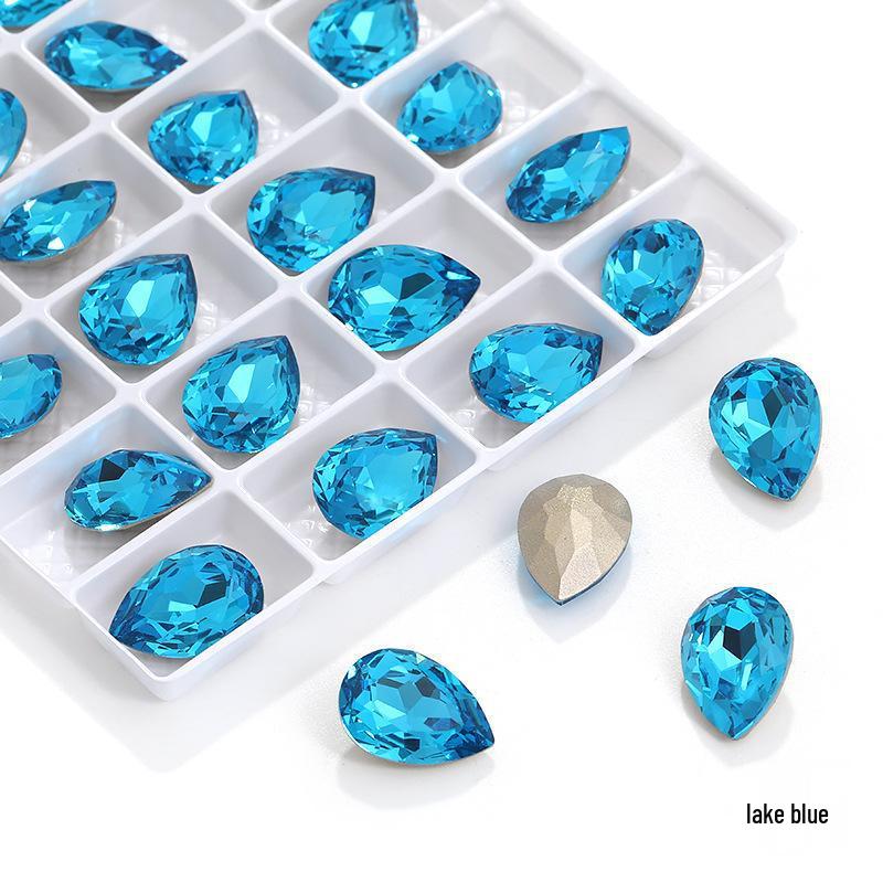 High-Grade K9 Teardrop Rhinestone DIY Jewelry Accessory - Silver-Plated Base with Irregular Crystal Glass Drill, Pointed Bottom