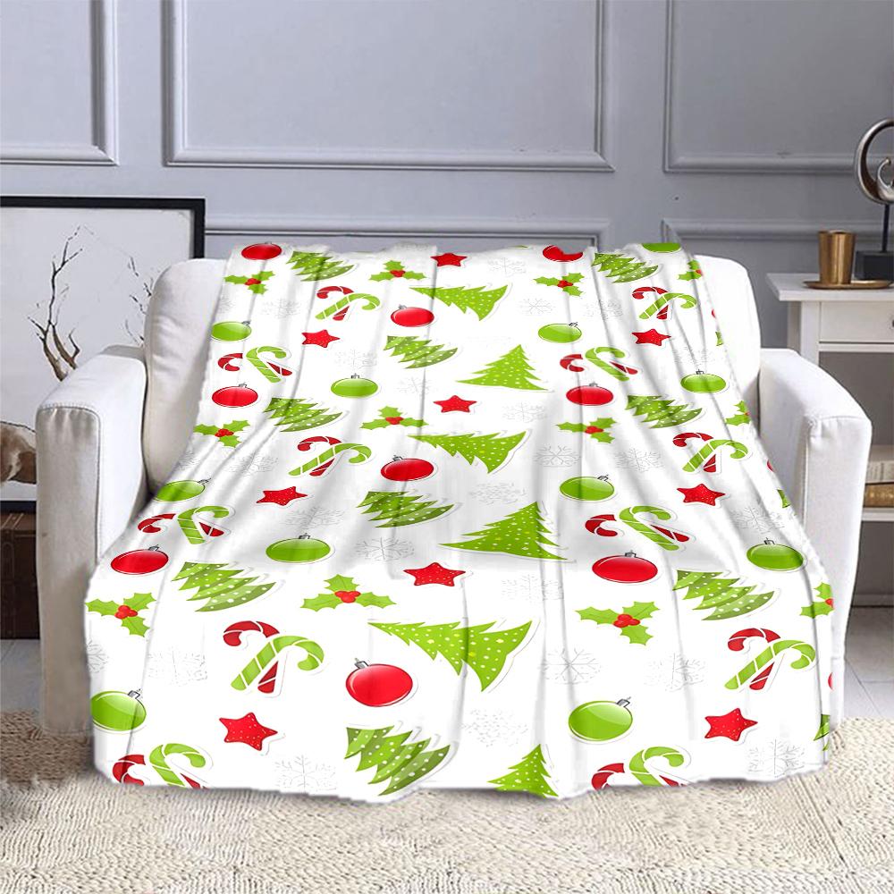 Christmas Trees and Candy Cane Pattern Patterned Flannel Blanket Perfect for the Bedroom Living Room, Sofa, or a Little Nap