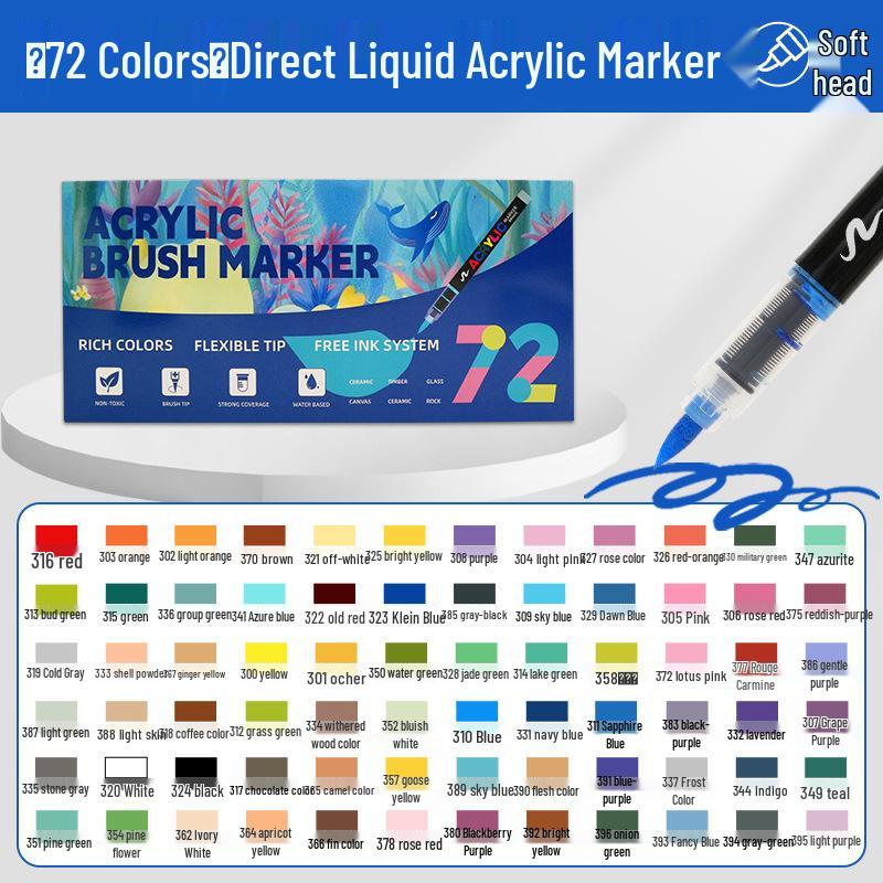 

Акриловий маркер з прямим чорнилом, пензель з м яким наконечником, велика ємність, нашаровуваний, не під тиском.