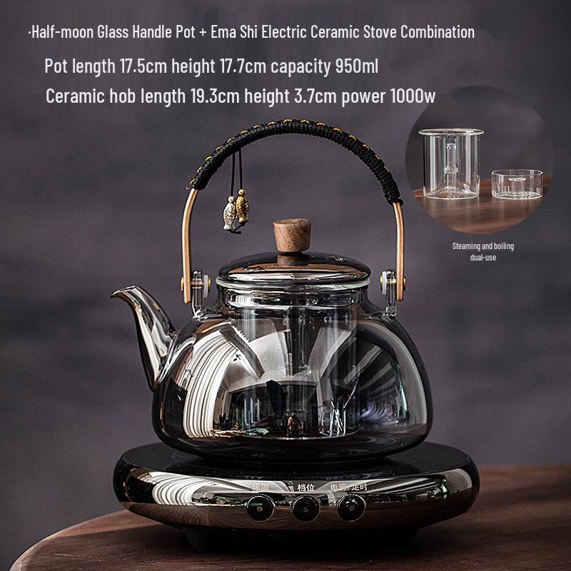 Glass Tea Kettle & Brewing Set for Induction Cooker: White Pot for Boiling, Steaming & Health-Preserving Tea at Home